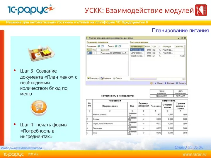 Шаг 3: Создание документа «План меню» с необходимым количеством блюд