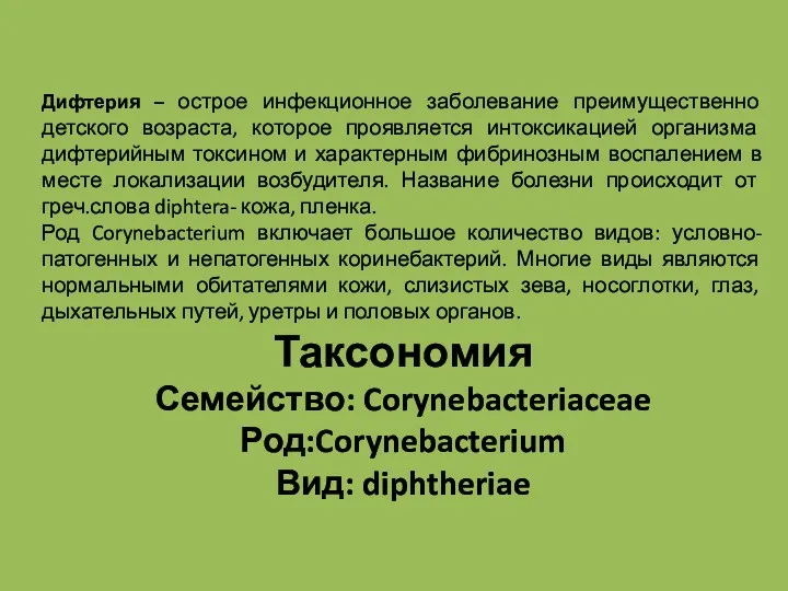 Дифтерия – острое инфекционное заболевание преимущественно детского возраста, которое проявляется