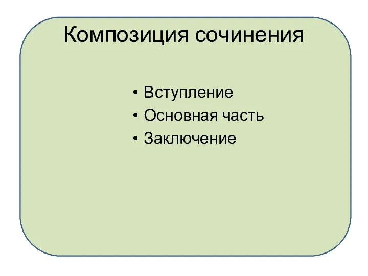 Композиция сочинения Вступление Основная часть Заключение