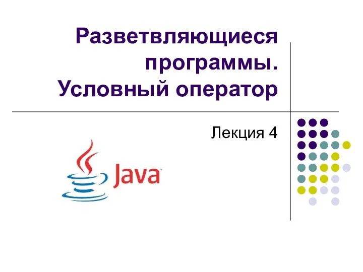 Разветвляющиеся программы. Условный оператор Лекция 4