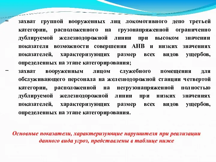 захват группой вооруженных лиц локомотивного депо третьей категории, расположенного на