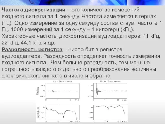 Частота дискретизации – это количество измерений входного сигнала за 1