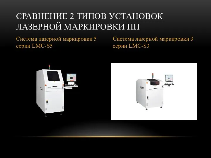 СРАВНЕНИЕ 2 ТИПОВ УСТАНОВОК ЛАЗЕРНОЙ МАРКИРОВКИ ПП Система лазерной маркировки 5 серии LMC-S5