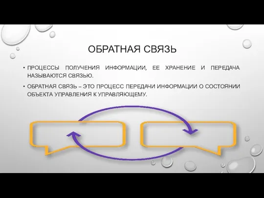 ОБРАТНАЯ СВЯЗЬ ПРОЦЕССЫ ПОЛУЧЕНИЯ ИНФОРМАЦИИ, ЕЕ ХРАНЕНИЕ И ПЕРЕДАЧА НАЗЫВАЮТСЯ