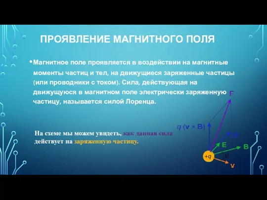 ПРОЯВЛЕНИЕ МАГНИТНОГО ПОЛЯ Магнитное поле проявляется в воздействии на магнитные