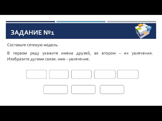 ЗАДАНИЕ №1 Составьте сетевую модель. В первом ряду укажите имена