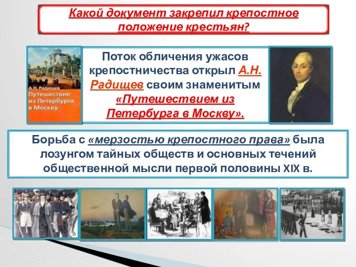 Предпосылки отмены крепостного права Что такое крепостное право? Какой документ закрепил крепостное положение крестьян?