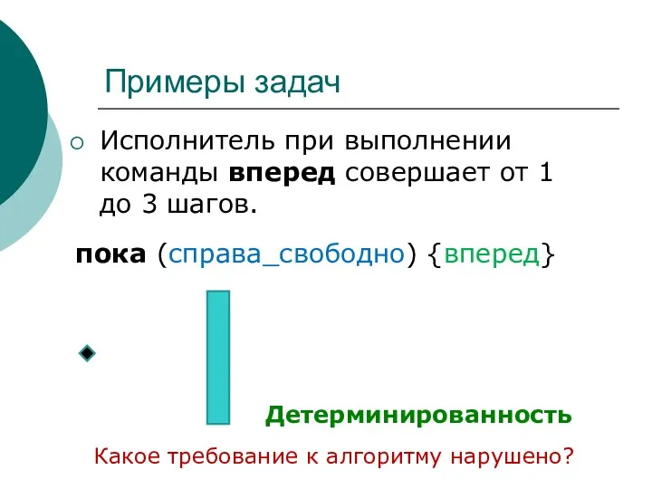 Примеры задач Исполнитель при выполнении команды вперед совершает от 1