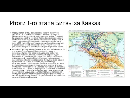 Итоги 1-го этапа Битвы за Кавказ Первый этап битвы за