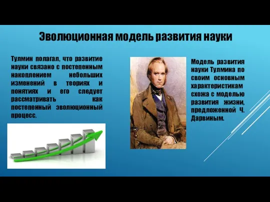 Эволюционная модель развития науки Тулмин полагал, что развитие науки связано