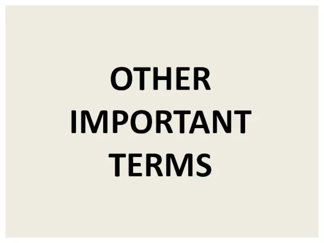 OTHER IMPORTANT TERMS
