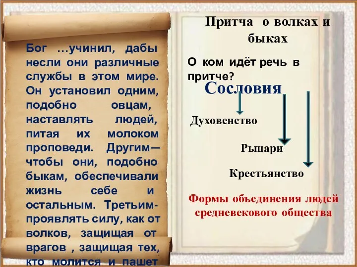 Притча о волках и быках Бог …учинил, дабы несли они