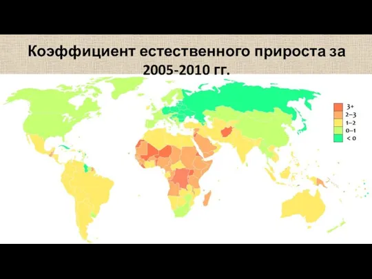 Коэффициент естественного прироста за 2005-2010 гг.