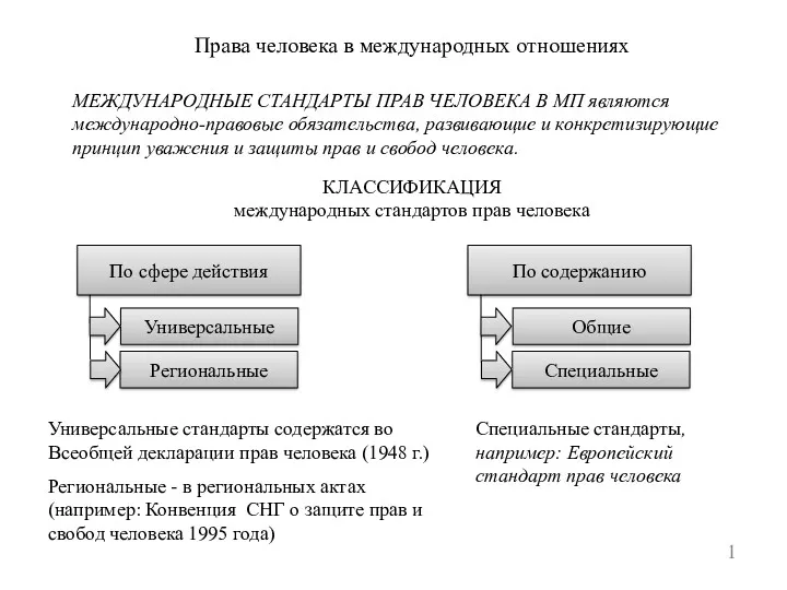 Права человека в международных отношениях 1 МЕЖДУНАРОДНЫЕ СТАНДАРТЫ ПРАВ ЧЕЛОВЕКА