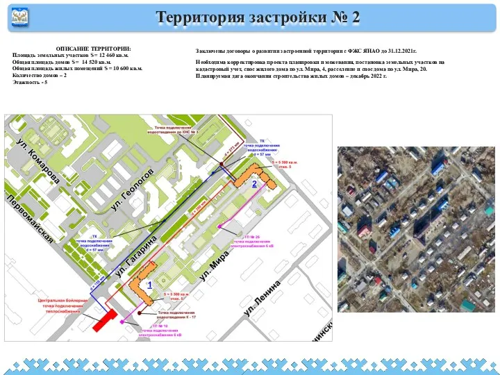 Территория застройки № 2 ОПИСАНИЕ ТЕРРИТОРИИ: Площадь земельных участков S = 12 460