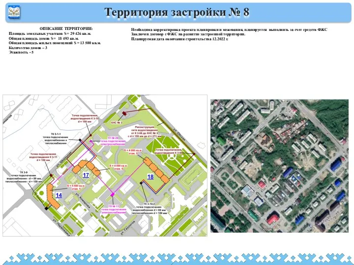 Территория застройки № 8 ОПИСАНИЕ ТЕРРИТОРИИ: Площадь земельных участков S = 29 426