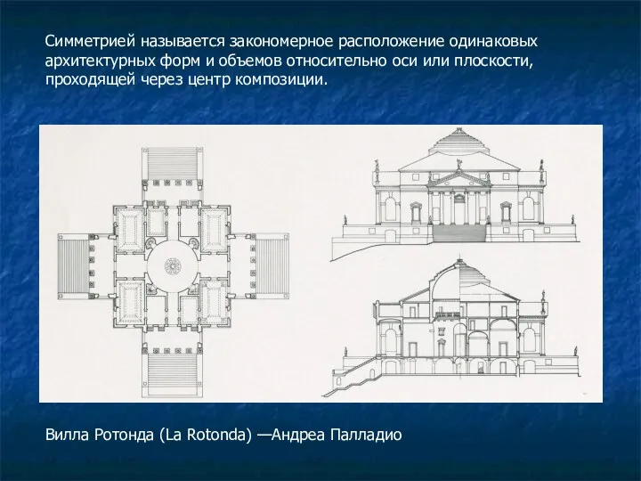 Вилла Ротонда (La Rotonda) —Андреа Палладио Симметрией называется закономерное расположение