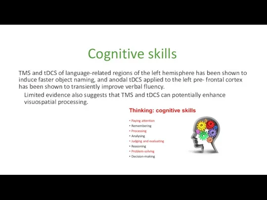 Cognitive skills TMS and tDCS of language-related regions of the