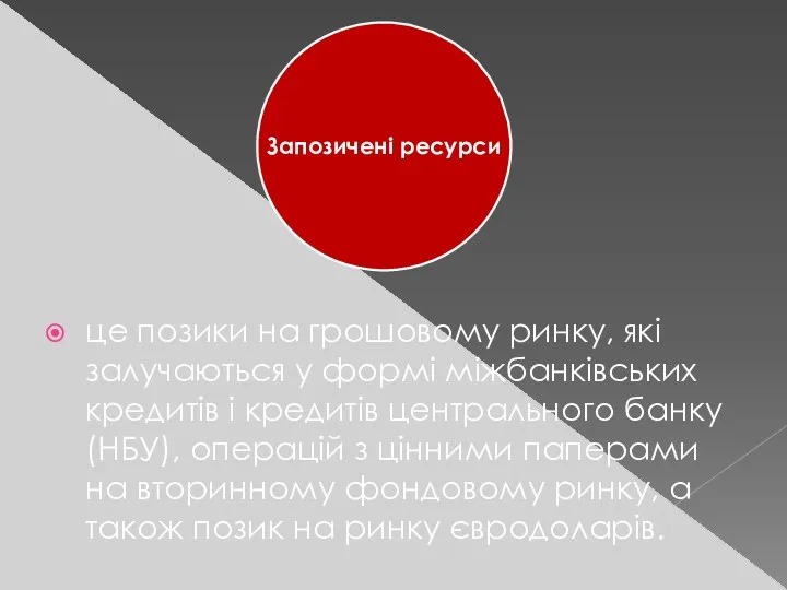 це позики на грошовому ринку, які залучаються у формі міжбанківських