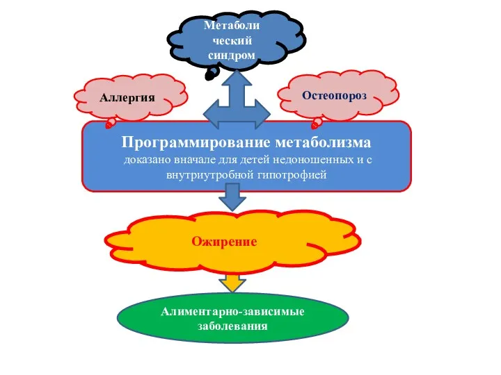 Программирование метаболизма доказано вначале для детей недоношенных и с внутриутробной