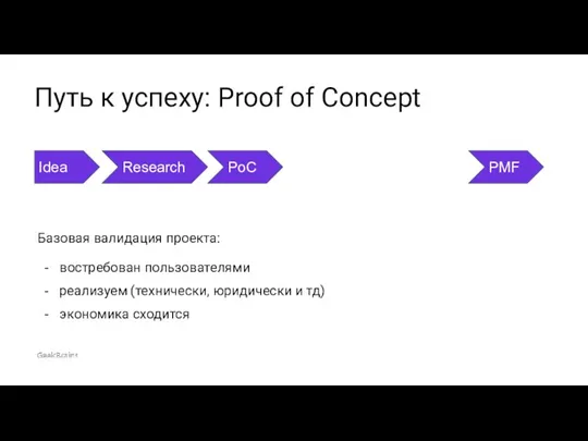 Базовая валидация проекта: востребован пользователями реализуем (технически, юридически и тд)