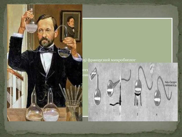 Луи Пастер (1822-1895) француский микробиолог Опыт Пастера с колбами с
