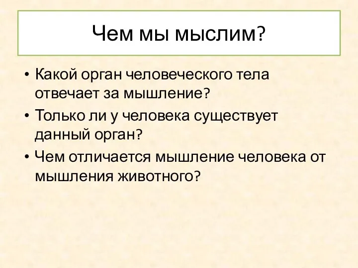 Чем мы мыслим? Какой орган человеческого тела отвечает за мышление?