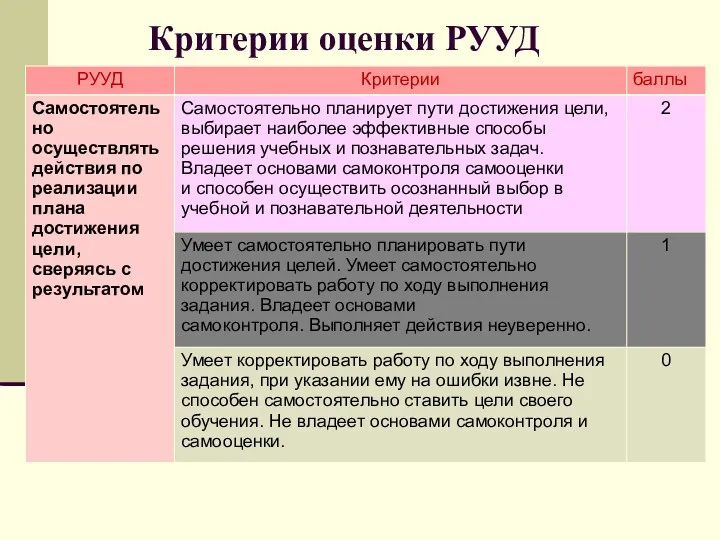 Критерии оценки РУУД