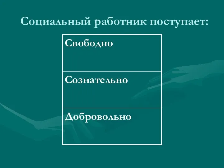 Социальный работник поступает: