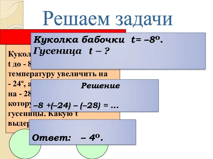 Решаем задачи Куколки бабочек выносят t до - 8º. Если