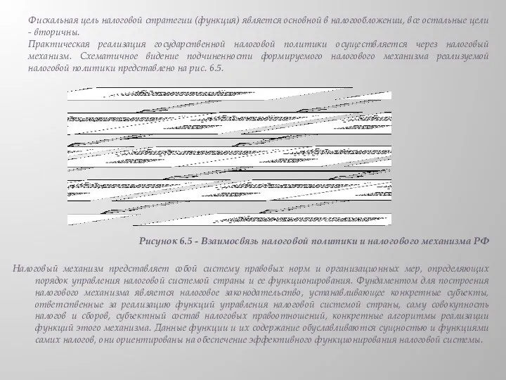 Рисунок 6.5 - Взаимосвязь налоговой политики и налогового механизма РФ Налоговый механизм представляет