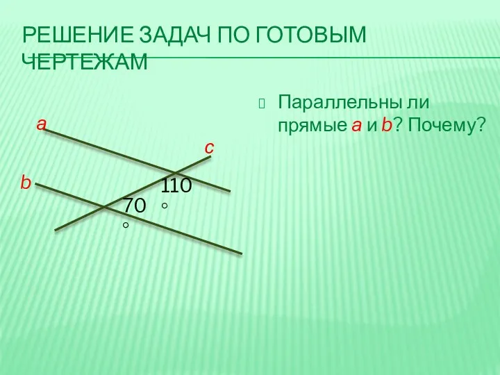 РЕШЕНИЕ ЗАДАЧ ПО ГОТОВЫМ ЧЕРТЕЖАМ Параллельны ли прямые а и