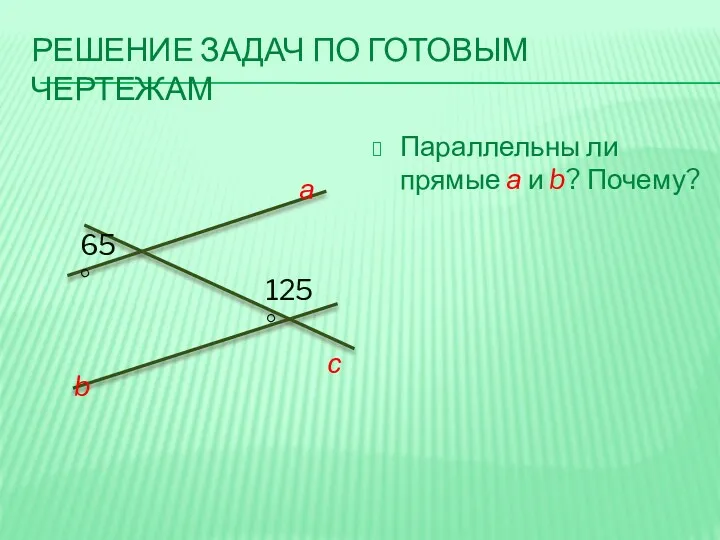 РЕШЕНИЕ ЗАДАЧ ПО ГОТОВЫМ ЧЕРТЕЖАМ Параллельны ли прямые а и