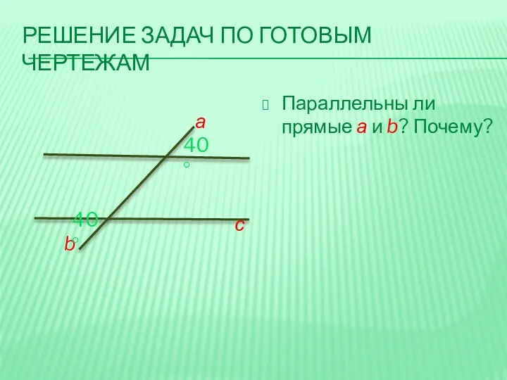 РЕШЕНИЕ ЗАДАЧ ПО ГОТОВЫМ ЧЕРТЕЖАМ Параллельны ли прямые а и