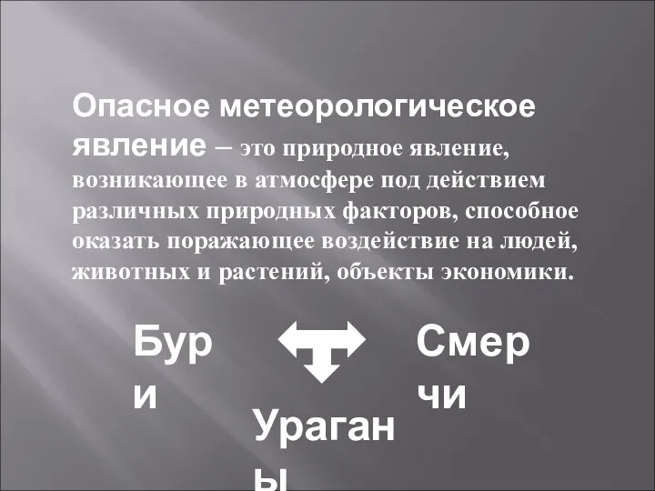 Опасное метеорологическое явление – это природное явление, возникающее в атмосфере