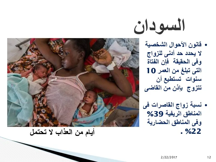 السودان أيام من العذاب لا تحتمل قانون الأحوال الشخصية لا يحدد حد أدنى