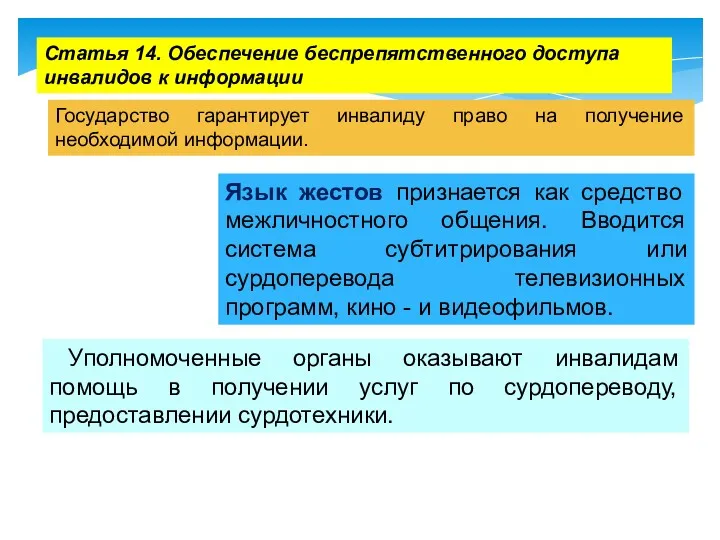 Уполномоченные органы оказывают инвалидам помощь в получении услуг по сурдопереводу,