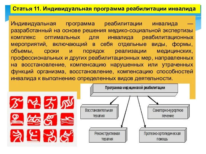 Индивидуальная программа реабилитации инвалида — разработанный на основе решения медико-социальной