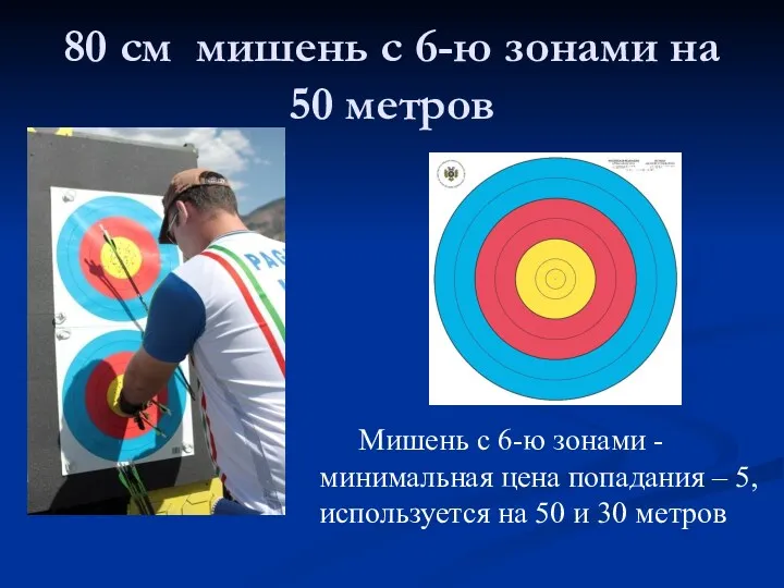 80 см мишень с 6-ю зонами на 50 метров Мишень