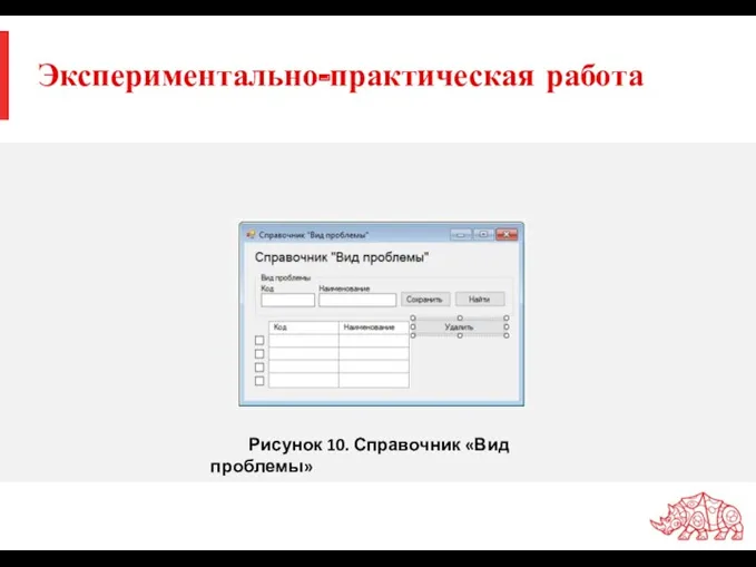 Экспериментально-практическая работа Рисунок 10. Справочник «Вид проблемы»