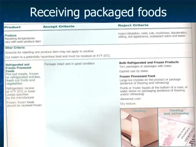 Receiving packaged foods