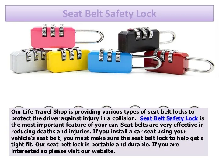 Seat Belt Safety Lock Our Life Travel Shop is providing