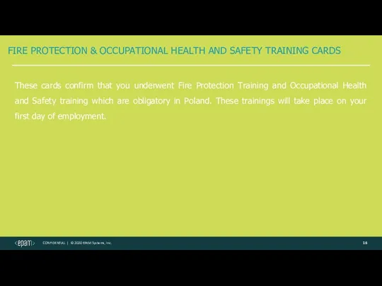 FIRE PROTECTION & OCCUPATIONAL HEALTH AND SAFETY TRAINING CARDS These