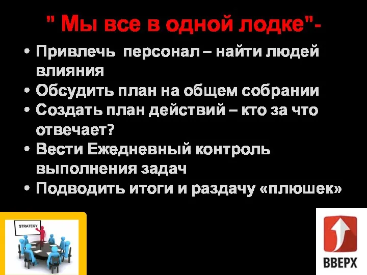 " Мы все в одной лодке"- Привлечь персонал – найти