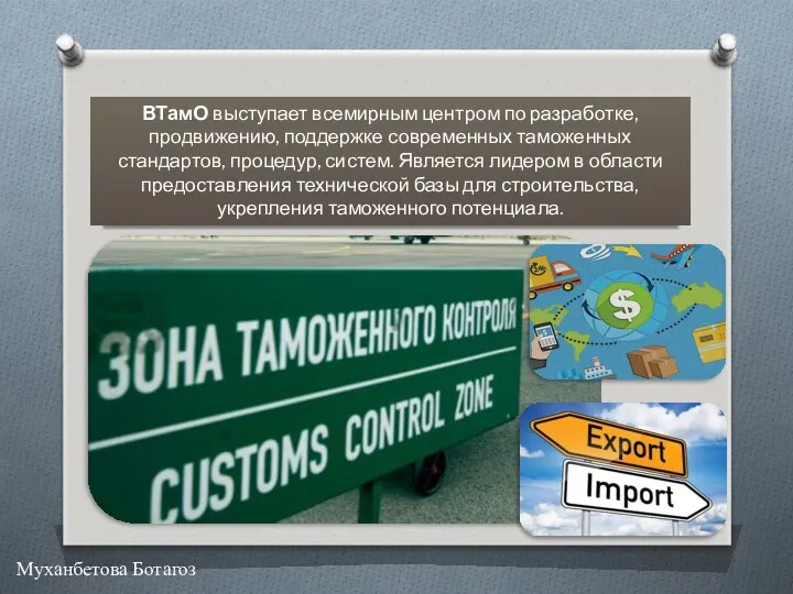 ВТамО выступает всемирным центром по разработке, продвижению, поддержке современных таможенных