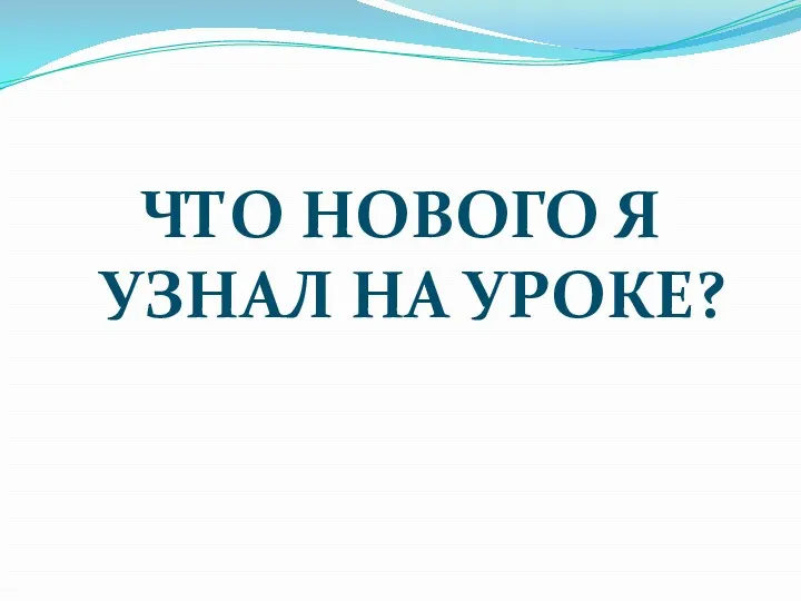 ЧТО НОВОГО Я УЗНАЛ НА УРОКЕ?