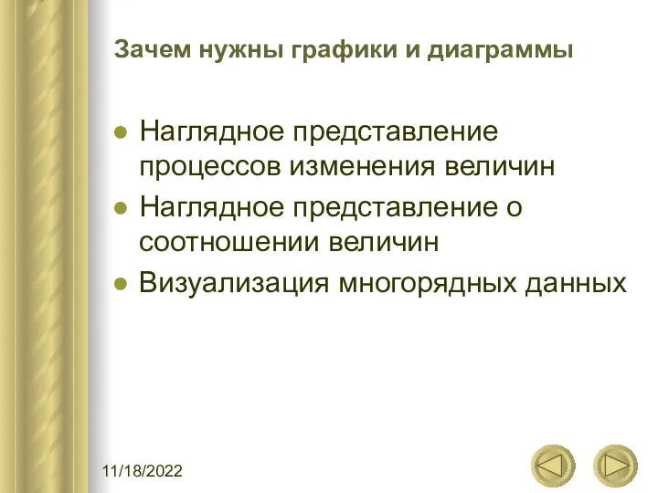 11/18/2022 Зачем нужны графики и диаграммы Наглядное представление процессов изменения