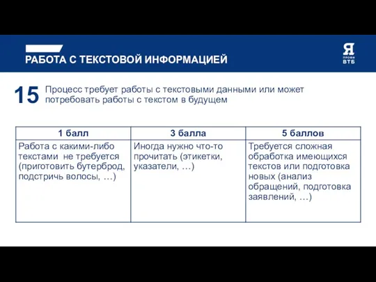 РАБОТА С ТЕКСТОВОЙ ИНФОРМАЦИЕЙ Процесс требует работы с текстовыми данными