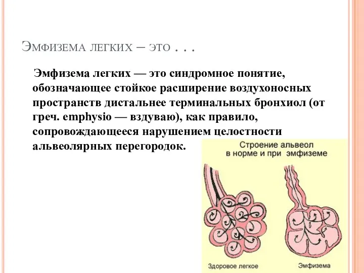 Эмфизема легких – это . . . Эмфизема легких —