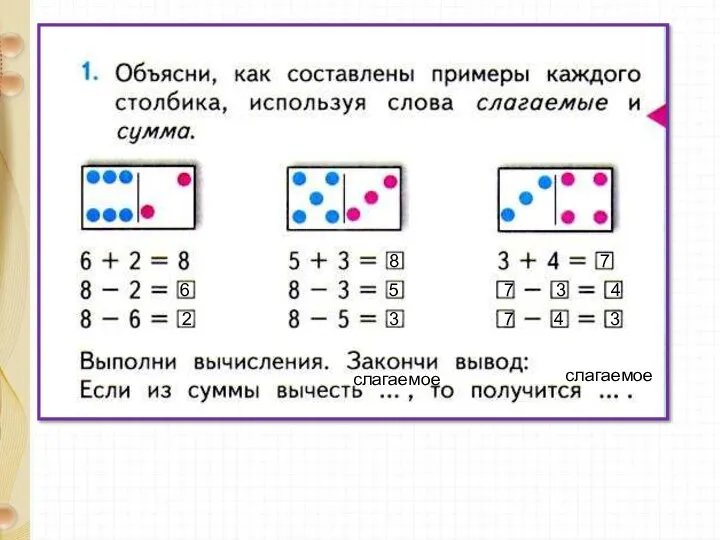 6 2 8 5 3 7 7 3 4 7 4 3 слагаемое слагаемое